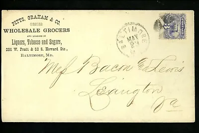 $29.99 • Buy US Postal History #114 Pictorial Issued 1869 Ad Liquor Segars Baltimore MD To VA