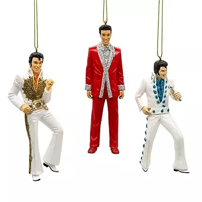 Kurt Adler Elvis Presley Figure Ornaments 3 Piece Set 5 Inch Multicolor • $41.39