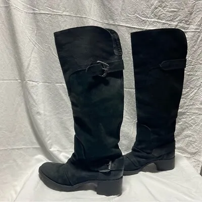 Vera Wang Lavender Black Leather Knee High Boots • $200