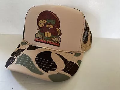 Vintage Beaver Patrol Hat Funny Trucker Hat Snapback Camo Hunting Cap • $18.95