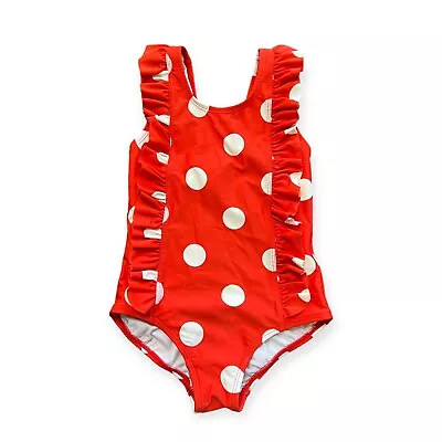 Hanna Andersson Red And White Polka Dot Swimsuit Size 5 Minnie Mouse Ruffle • $23.99