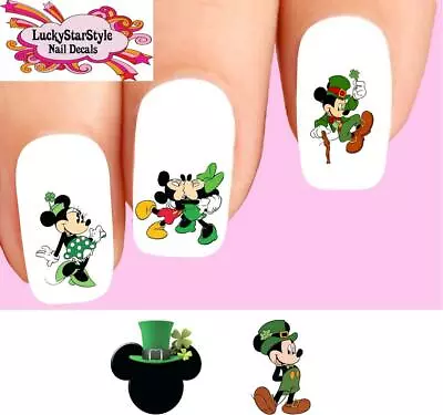 Waterslide Nail Decals Set Of 20 - St Patricks Day Minnie Mickey Mouse Assorted • $2