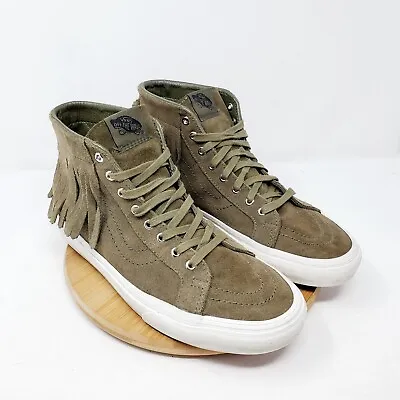 Vans High Top Womens 9 Sk8-Hi Moc Sneakers Fringe Green Lace Up Shoes • $29.95