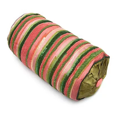 MacKenzie-Childs Really Rosy Stripe Bolster Pillow NEW With Tags • $144