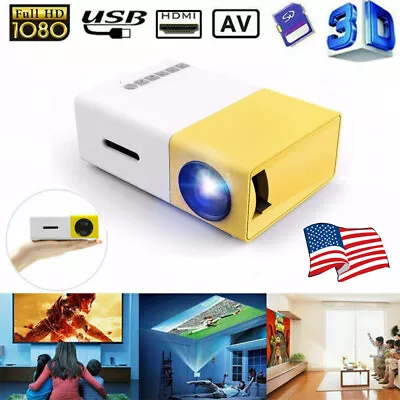 Mini Portable Projector 1080p 3D HD LED Home Theater Cinema AV USB SD HDMI US • $37.99