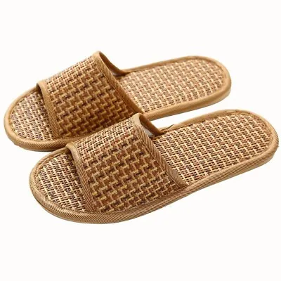 Spring And Summer Bamboo Woven Rattan And Grass Lovers Straw Mat Slippers Indoor • $32.25