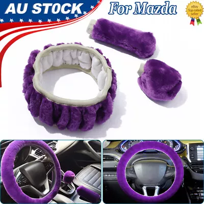 Faux Sheepskin Purple Car Steering Wheel Cover 15  3pcs For Mazda For Woman Gift • $18.96