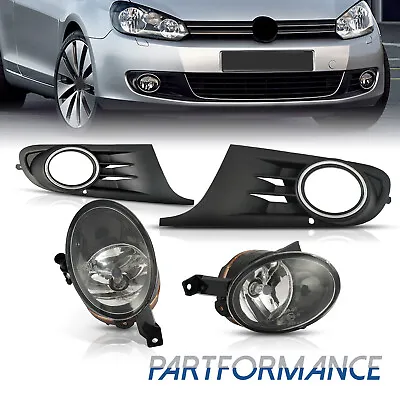 Bezel Fog Light Kit Fit For 2010-2014 MK6 Golf/TDI Jetta Sportwagen Chrome Black • $39.99