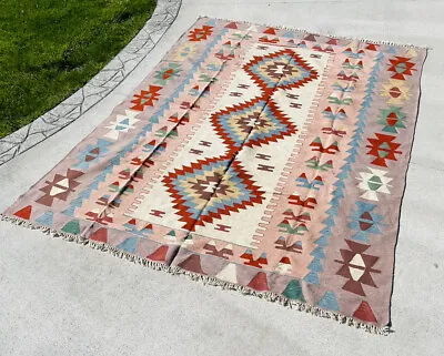 VTG Hand Spun Wool Southwestern Navajo Tapestry Area Rug 8x9’11” Boho • £369.35