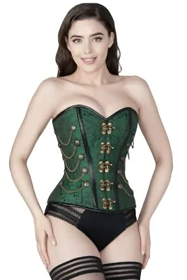 Vintage Goth Green Waist Taming Steampunk Corset Size 26 $254 • $143.96