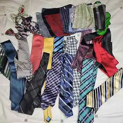 Men’s Neck Tie Bow Tie Pocket Square Lot Of 31 Of Various BRANDS GUC • $35