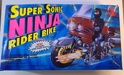 Vintage 90s Battery Operated SUPER SONIC NINJA RIDER BIKE NOS UNTESTED • $65