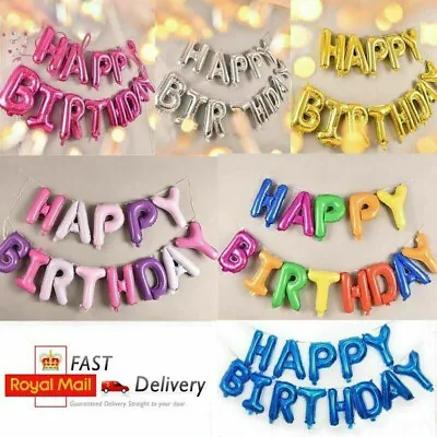 £1.98 • Buy Happy Birthday Balloons Banner Bunting Self Inflating Decoration Letters Balloon