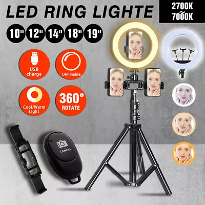 10 /12''/14 /18  LED Ring Light Dimmable Phone Tripod Makeup Live Lamp Stand Set • $5.99