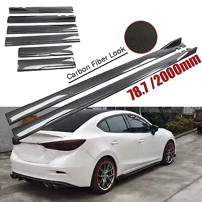 Carbon Fiber Side Skirt+Rocker Panel Splitter Lip For Mazda 2 3 5 6 • $79.99