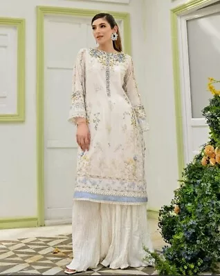 Dhanak Embroidered Cotton Silk 2pc Suit Pakistani Designer Khaadi Sapphire... • £89.99