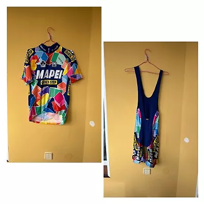 Vintage Mapei Quick Step Cycling Jersey+bib Shots Mens Size XL • $55