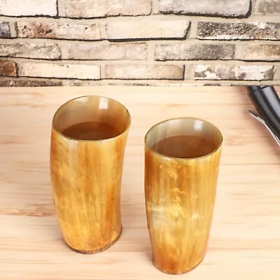 Set Of 2 Ceremonial 6  Viking Drinking Horn Mug Ale Beer Wine Medieval Gift Cup • $33