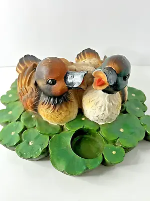 Adorable Duck Tea Light Candle Holder  Resin  2 Ducks Floating Lily Pads • $13.46