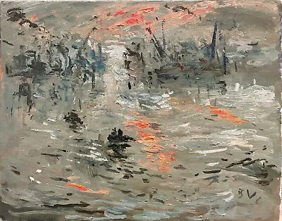 Monet Sunrise Impressionism Nautical Seascape Oil Painting Original Signed Art • $200