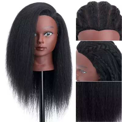 UK Salon 14  Afro Hair Hairdressing Styling Training Head Practice Doll & Clamp • £46.98