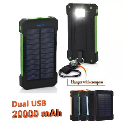 $22.96 • Buy 20000mAh Solar Power Bank Fast Charger LED Flashlight Portable External Battery