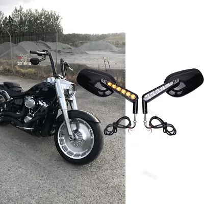 2x Rearview Mirrors LED Turn Signal For Harley Muscle V ROD V-Rod VRSCF 09-17 AU • $114.08