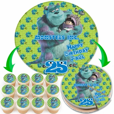 £3.39 • Buy Monsters Inc Personalised Birthday Edible Cake Topper & Cupcake Toppers B066