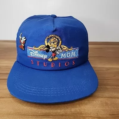 Vintage 1987 Disney MGM Studios Studio Tours Snapback Hat Mickey Mouse USA W/Pin • $24.99