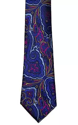 Duchamp London Paisley Neck Tie Silk Navy Gold Magenta • $59.99