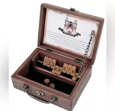 University Games Corp Shut The Box Dice Game 2-4 Players Wooden Brown Box • $22