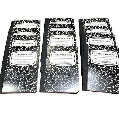 Set Of 12 Mini Composition Notebooks Black Marble 120 Pages 4.5 X 3.25 Inches • $19.89