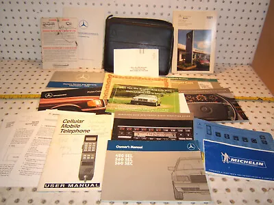 Mercedes 1989 C126 SEC W126 SEL US Owner's Manuals 1 Set Of 18 & Leather 1 Case • $395