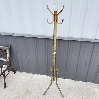 Vintage MCM Brass Gold Color Metal Coat Hall Tree Rack Entryway - HLBN • $125