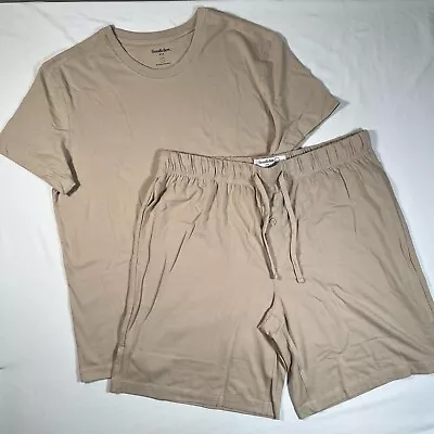 Goodfellow & Co Men's Short Sleeve Pajama Set 2pc Tan L • $16.79