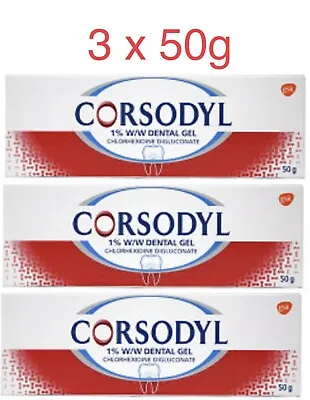 3x Corsodyl 1% Dental Gel Antibacterial 50g  • £24.67