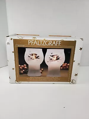 Pfaltzgraff CHRISTMAS White Angel Glass Pillar Floating Candle Holders SET Of 2 • $8.99