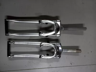 Silver 26  Bicycle Suspension Forks V Brake 160mm Threaded 1 1/8 • £20