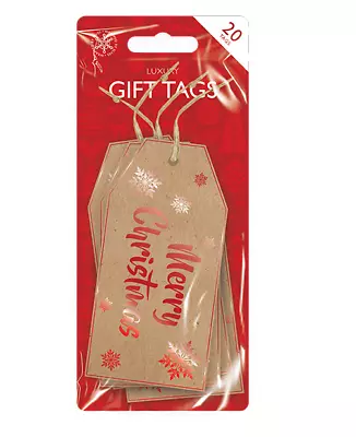 £2.99 • Buy Merry Christmas Kraft Tags Luxury XMAS Gift Tags 20 Handmade Cards 12cm X5.5cm