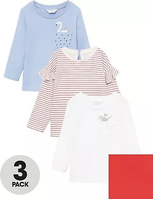 Mango Baby Girls 3 Pack Long Sleeve T-Shirts - Multi • £10