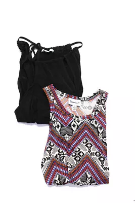 Veronica M Women's Cold Shoulder Cutout Blouse Black Multicolor Size XS Lot 2 • $40.81