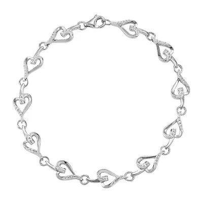 Finecraft Heart Link Bracelet With Diamonds In Sterling Silver 7  • $39.99