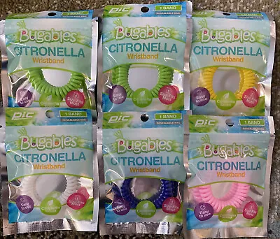 Bugables Citronella Wristband Reusable Lot Of 6 Variety Of Colors NEW • $7.99