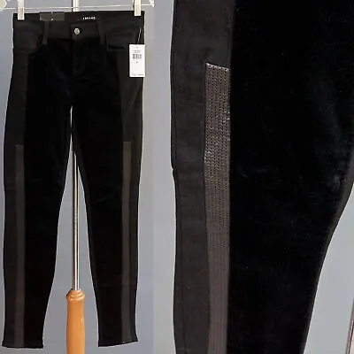 J Brand Leather Panel Pieced Velvet Stretch Leggings Hewson Pants NWT 297 Sz 24 • $139