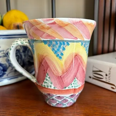 VTG Mackenzie Childs KEUKENHOF Mug EUC Vibrant Art Pottery 2001 Pastel • $79.99