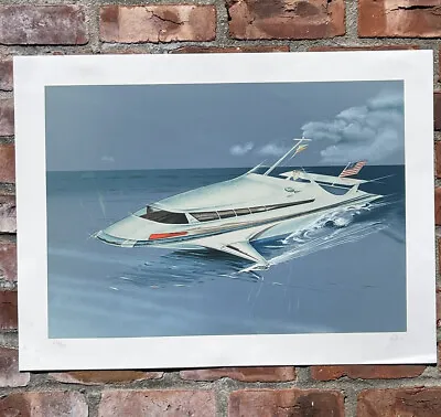 $371.25 • Buy American Industrialist Designer Raymond Loewy Signed Lithograph. Hydrofoil 1978