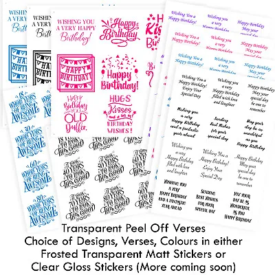 £1.10 • Buy Birthday Verses & Sentiments Choice Of A4 Transparent Peel Off Sticker Sheets