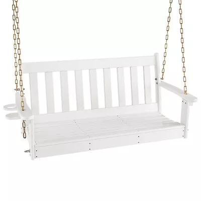 2-Person Porch Hanging Swing Chair Loveseat Garden Swing Bench Adjustable Chains • £139.95