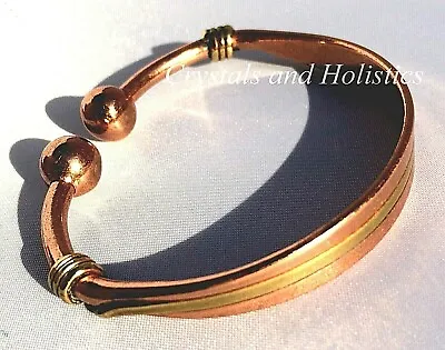 £12.25 • Buy MAGNETIC Solid Pure COPPER Inlaid With BRASS TORQUE Bracelet Bangle ( M35 )