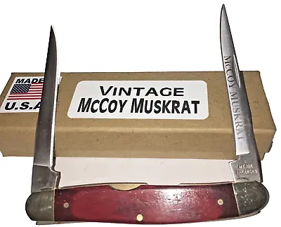 Vintage McCoy Muskrat Red  Bone Folding Pocket Knife  U.S.A.   Mt. Ida Ark. • $40.05